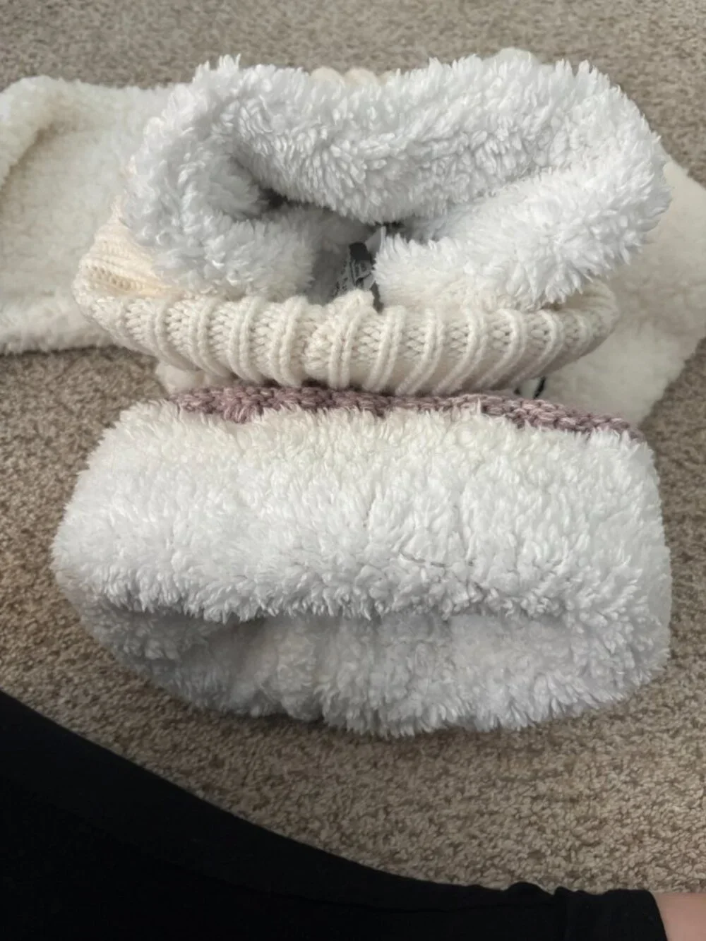NWOT Ivory Ella Hats and neck scarf